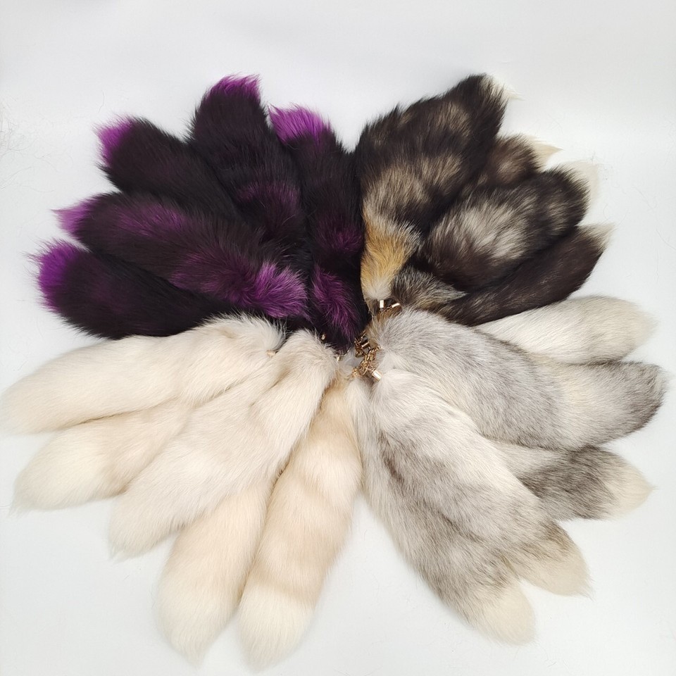 Wholesale 2-10pcs 16-18 Inch Real Fox Fur Tail Keychain Bag Charm Cosplay Accessory