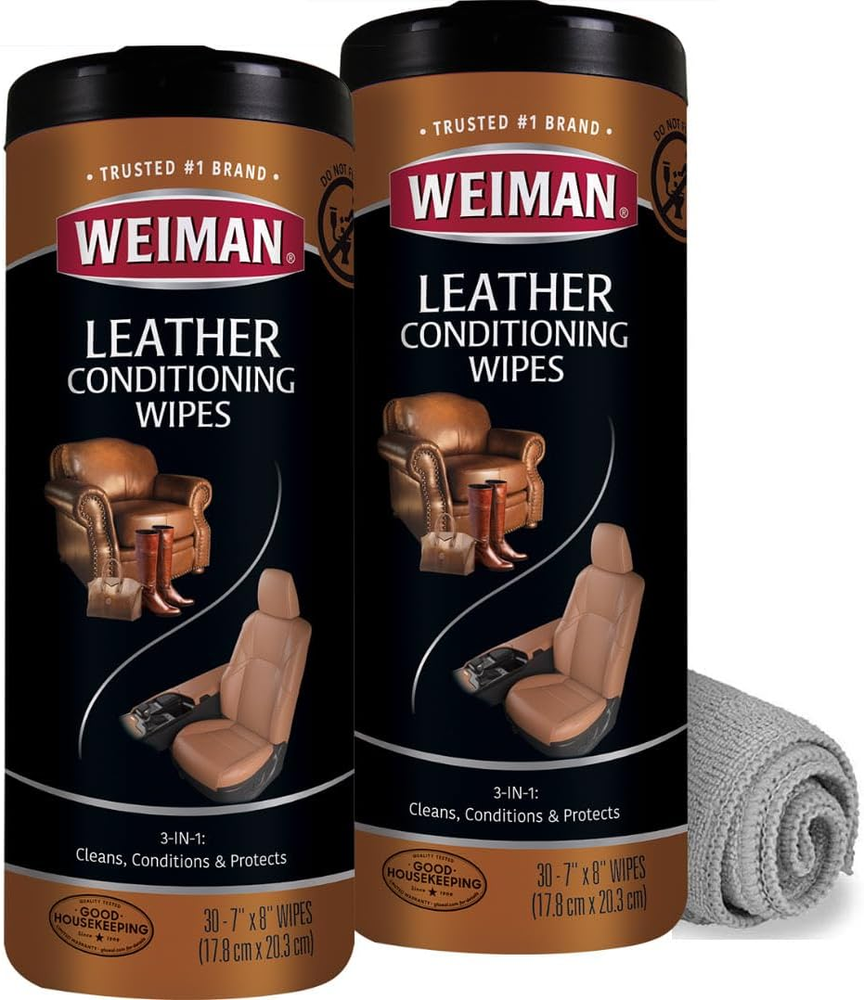 Weiman Leather Cleaner Wipes - Clean Condition UV Protection Help Prevent Cracki