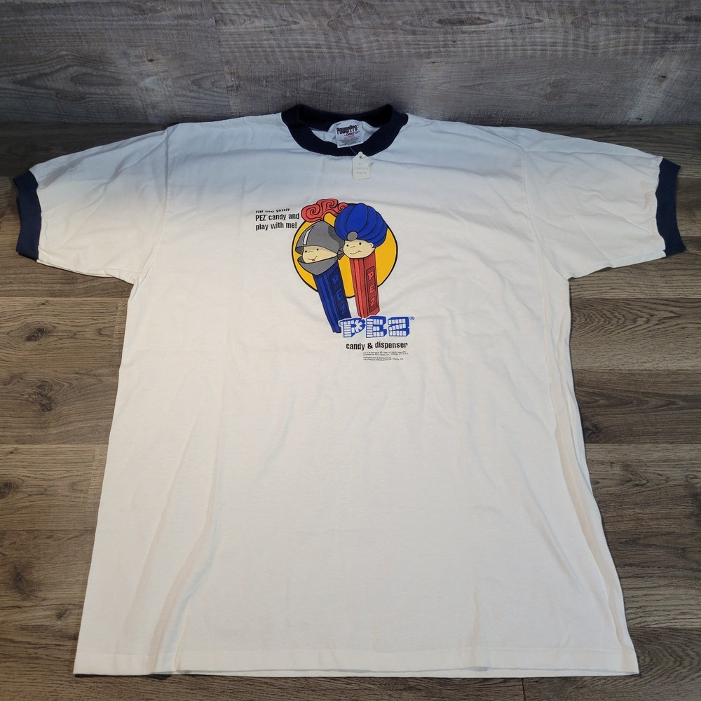 Vintage 1996 Pez Candy Ringer T-shirt PowerPro Oneita Single Stitched X-Large
