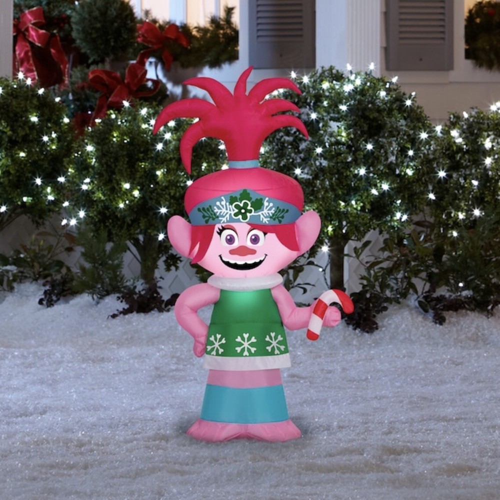 4ft Christmas Poppy Troll Inflatable with Candy Cane Yard Decor  