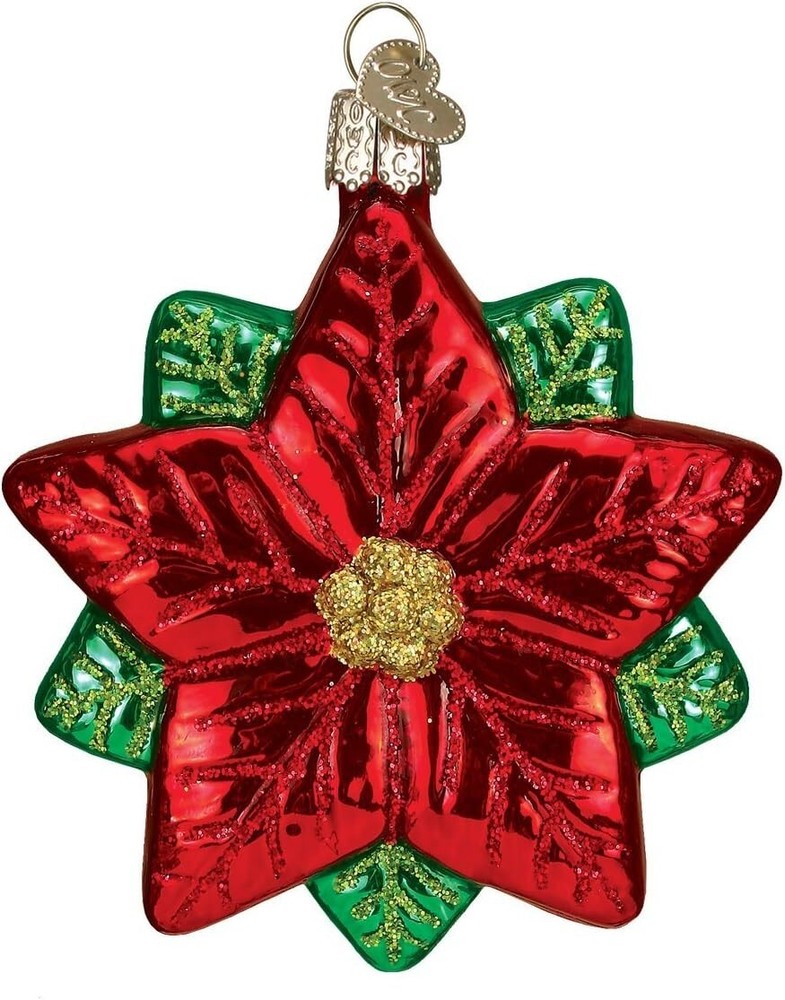 Old World Christmas Poinsettia Star Glass Ornament nno115 8111