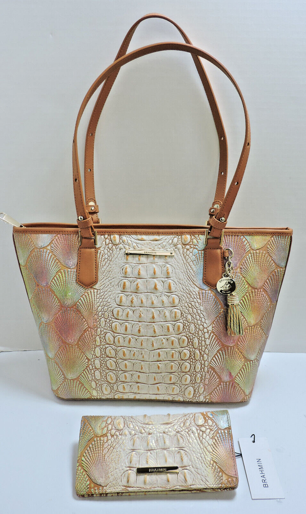 Brahmin Medium Asher Scallop Bondi Satchel with Ady Wallet New With Tags