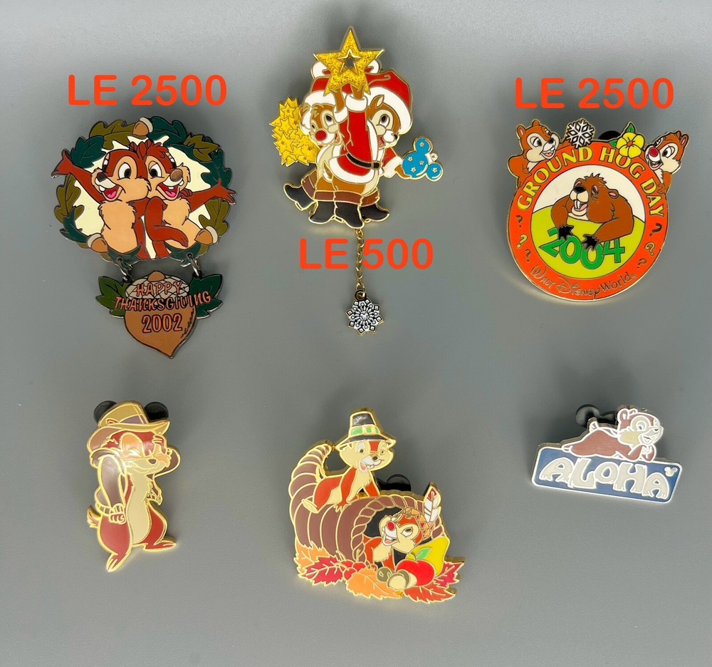 Chip And Dale Disney 6 Pin Lot (with Limited Edition LE)