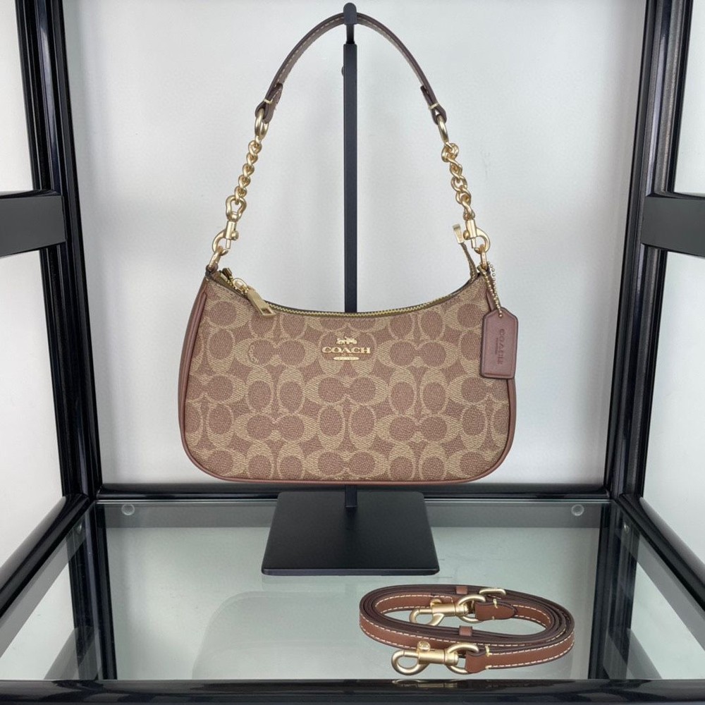 COACH Teri 2Way Signature Canvas Shoulder Crossbody Bag CV933 Outlet Sale