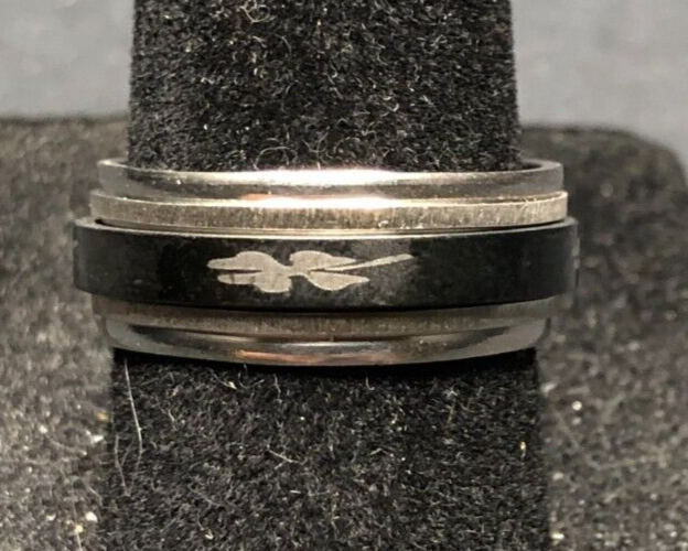 Vintage Antique Silver Tone Four Leaf Clover Wedding Style Ring - Size 7