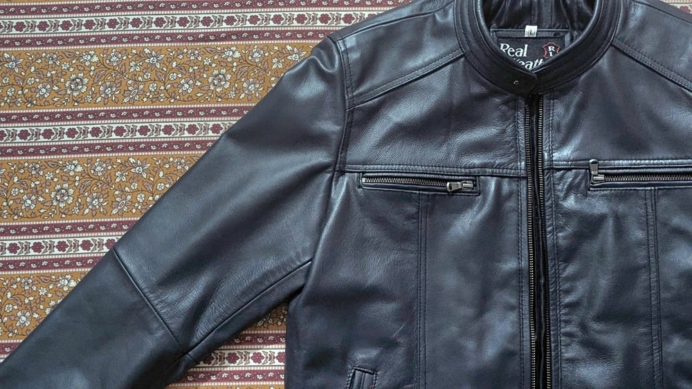 Vintage Grey 100% Cowhide Leather Jacket with Classic Fit