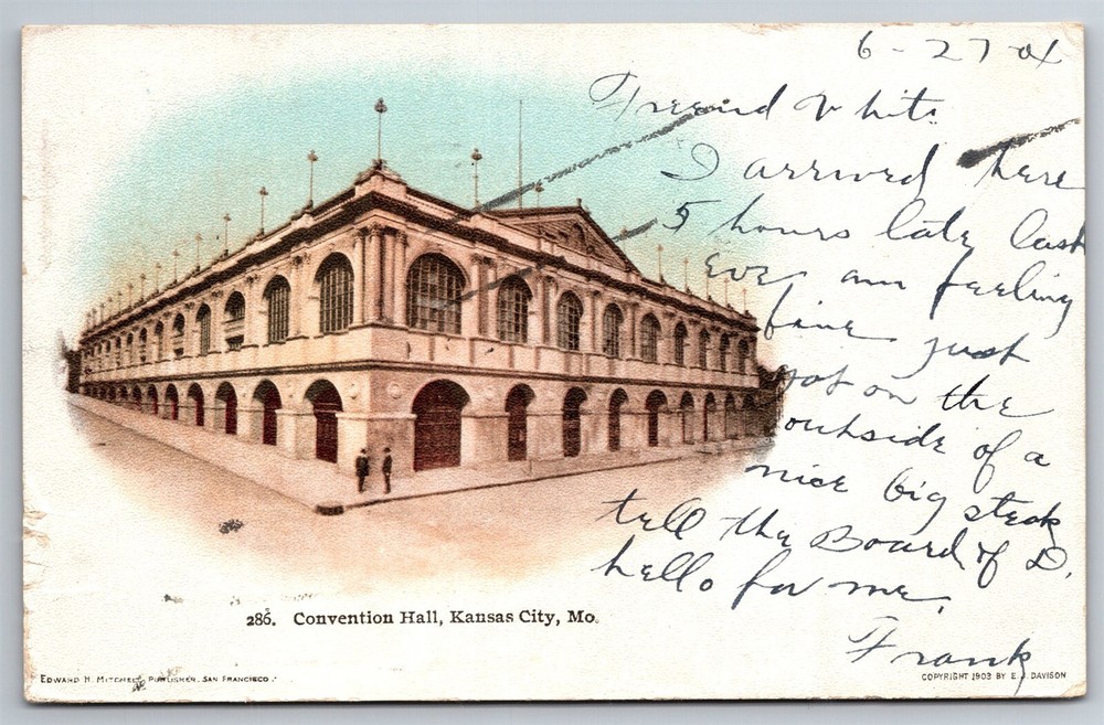 Convention Hall Kansas City MO C1904 UDB Postcard S20