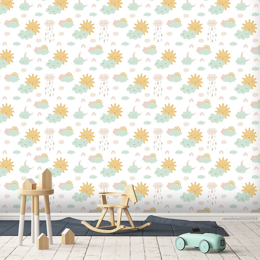 3D Rainbow Clouds Sun Moon Pattern Wall Murals Wallpaper Murals Wall Sticker 2