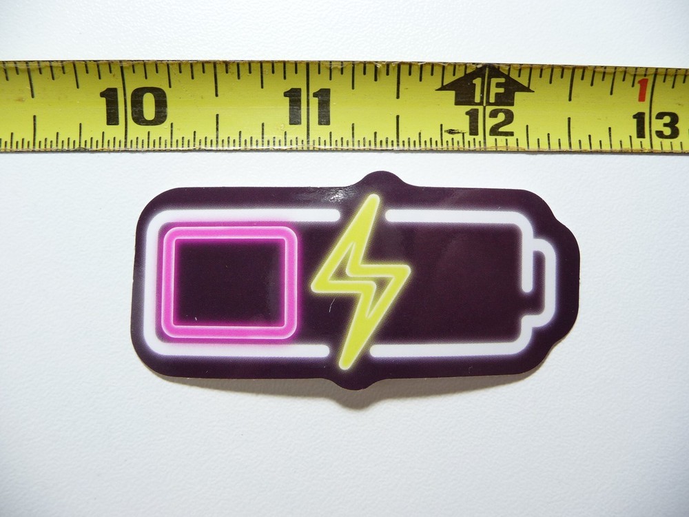 NEON DECAL STICKER BATTERY CHARGING LOW LAPTOP FUNNY CUTE DECORATION