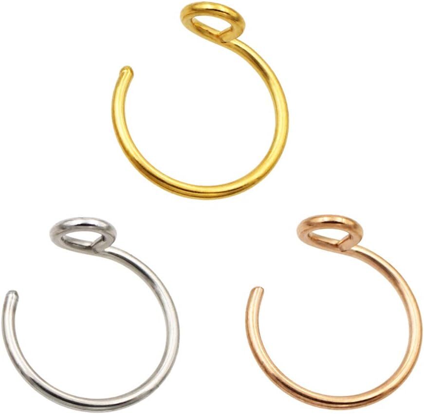 Faux Nose Ring 8mm Septum Ring 20g Fake Nose Rings Hoop 20 Gauge Rose Gold Nose