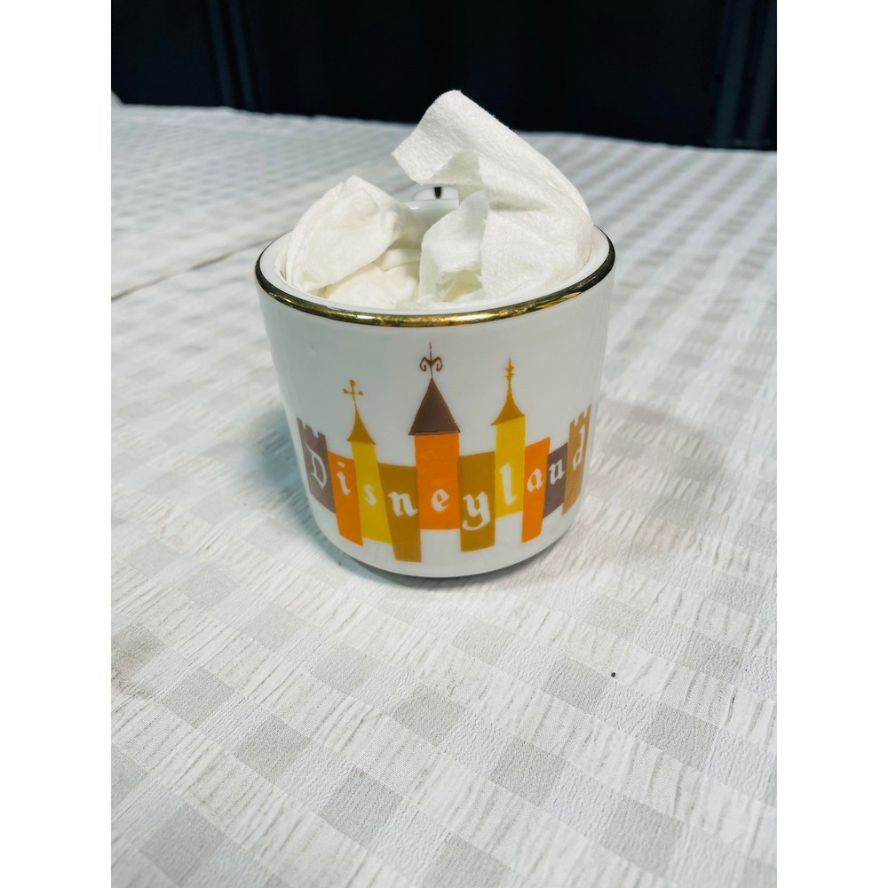 Vintage Disneyland Castle Ceramic Coffee Mug Gold Rim Walt Disney Productions