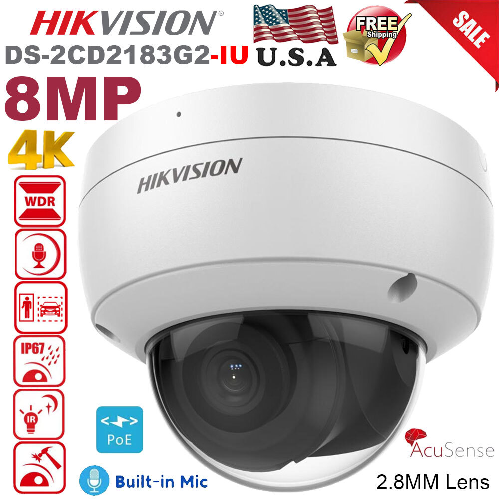 Hikvision AcuSense DS-2CD2183G2-IU 8MP Dome Camera with 2.8mm Lens