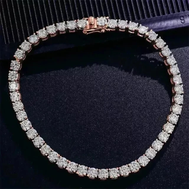 7Ct Round 3mm Lab Diamond Tennis Bracelet 14k Rose Gold 7 Inch