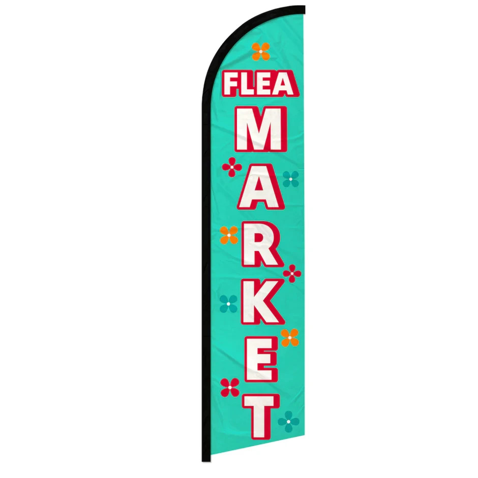 Flea Market (Flowers) Windless Full Sleeve Advertising Thrift Store Banner Flag
