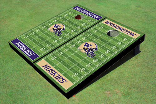 University Of Washington Helmet Alternating Football Field Custom Cornhole Board
