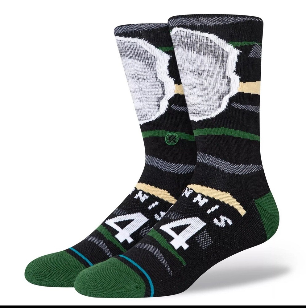 Stance Men's L 9-13 NBA Basketball Crew Socks Faxed Giannis Antetokounmpo