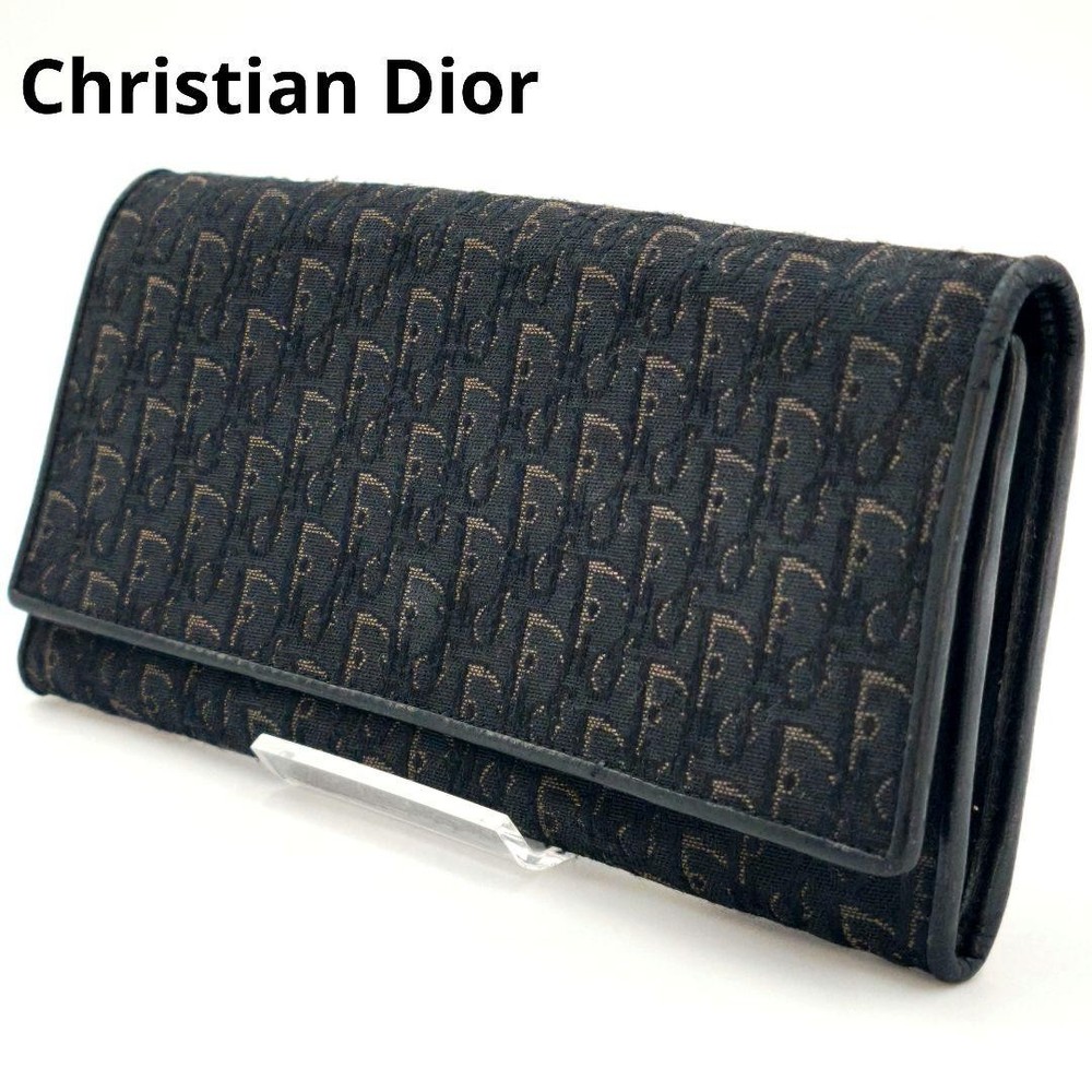 Dior Trotter Canvas Bi-Fold Leather Wallet Authentic Luxury