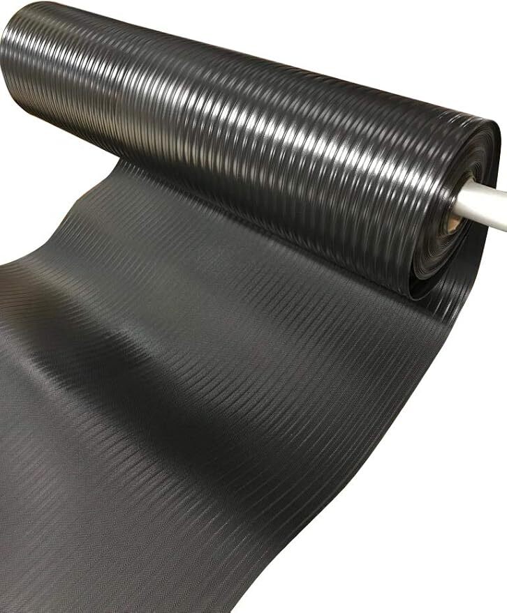 Black Plastic Floor Runner/Protector, Corrugated Floor Mat - 27 inches 36feet