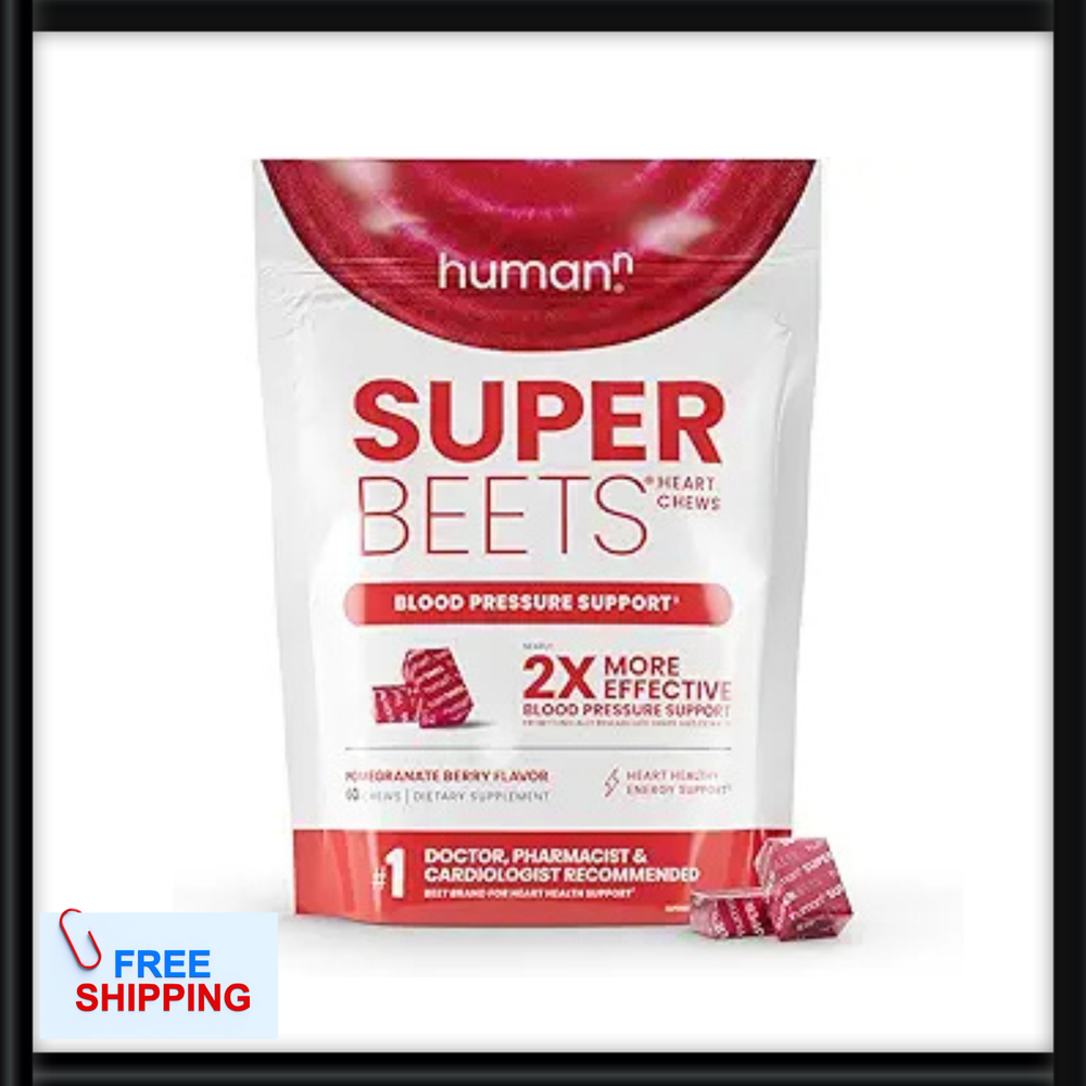 Superbeets Heart Chews, Nitric Oxide & Blood Pressure Support, 60 Count