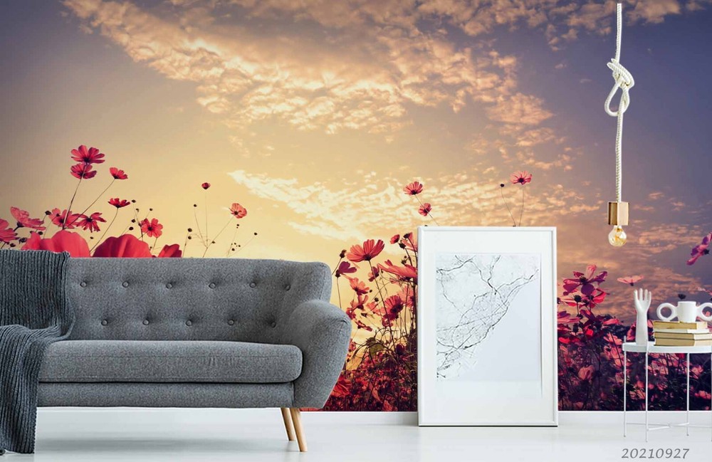 3D Sky Cloud Red Floral Wall Murals Wallpaper Murals Wall Sticker 57