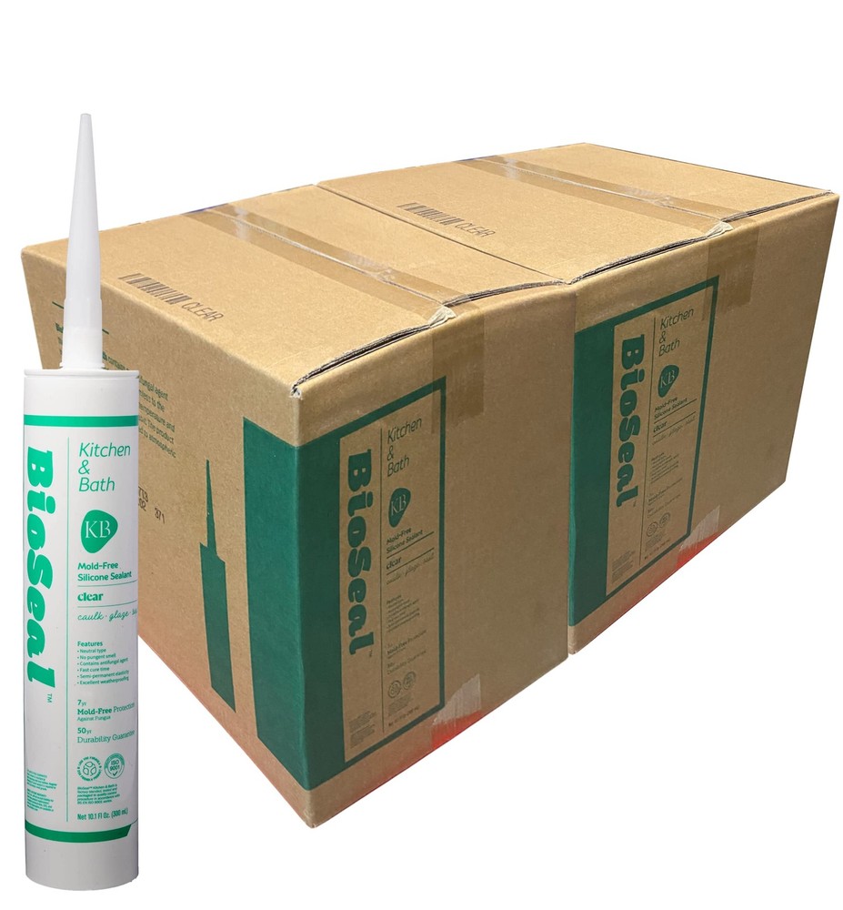 Clear BioSeal 100% Silicone Waterproof Caulk for Kitchen & Bath
