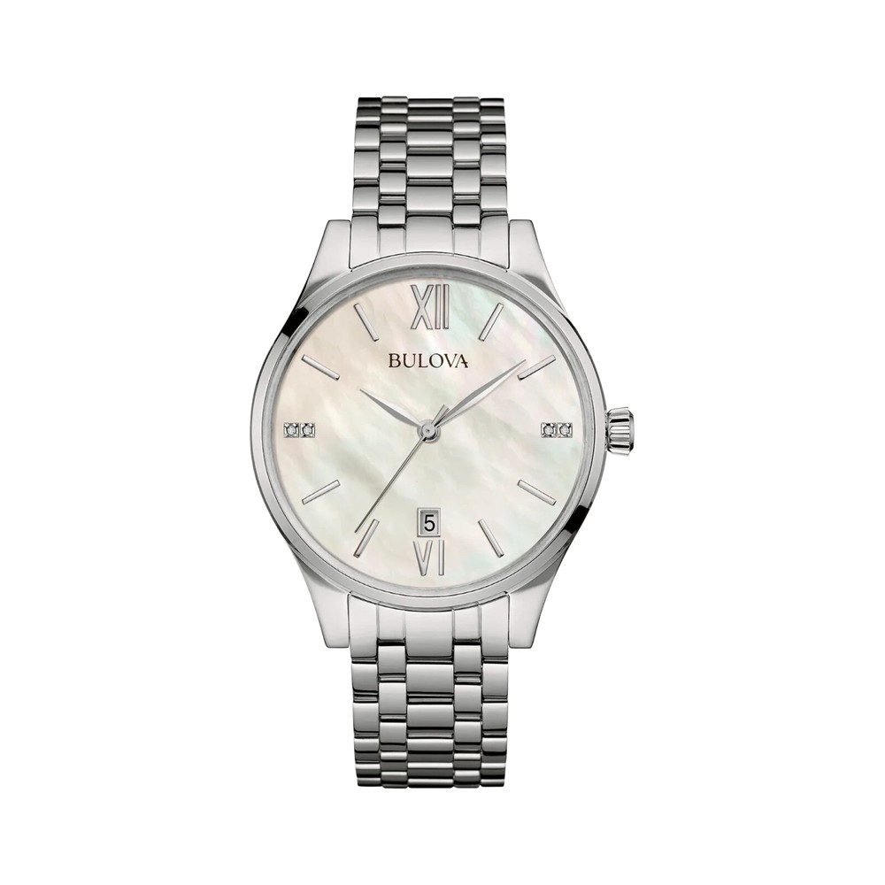 Bulova Classic Diamond Women's Watch with Mother of Pearl Dial - 96S161