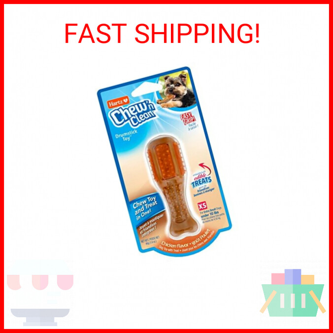 Hartz Chew ‘n Clean Chew Toy and Treat in One Chicken Flavored Drumstick Dog Toy
