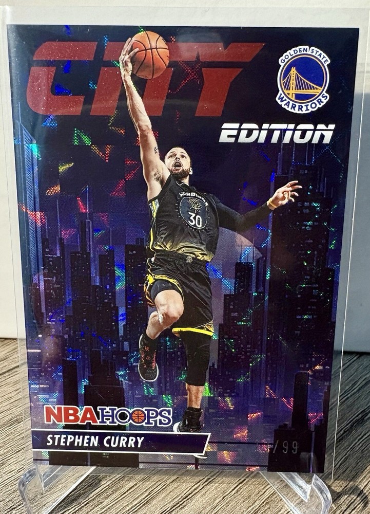 2023-24 Panini NBA Hoops #16 Stephen Curry City Edition Hyper Red Asia #'d /99