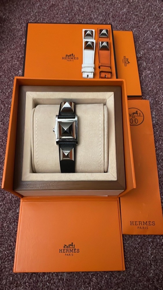 Hermes Medor Watch In Silver Hardware