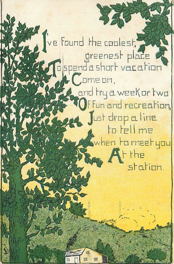 1909 Arts & Crafts Cool Green Saying artist impression Postcard 25-7317