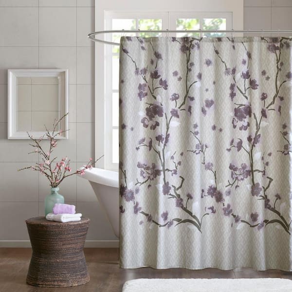 Isabella 72-Inch Soft Purple Cotton Shower Curtain with Elegant Design