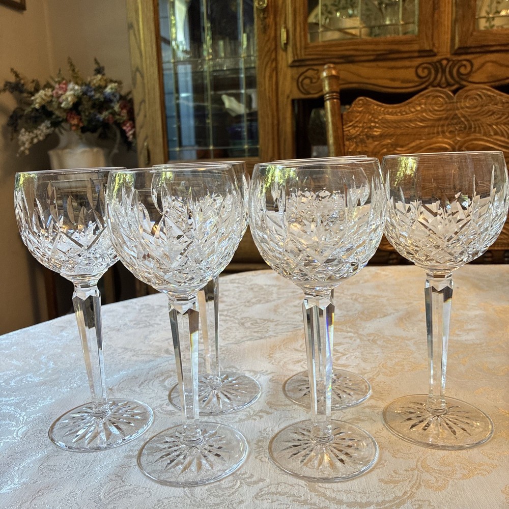 Vintage Waterford Crystal Lismore Hock Wine Glasses Set of 6