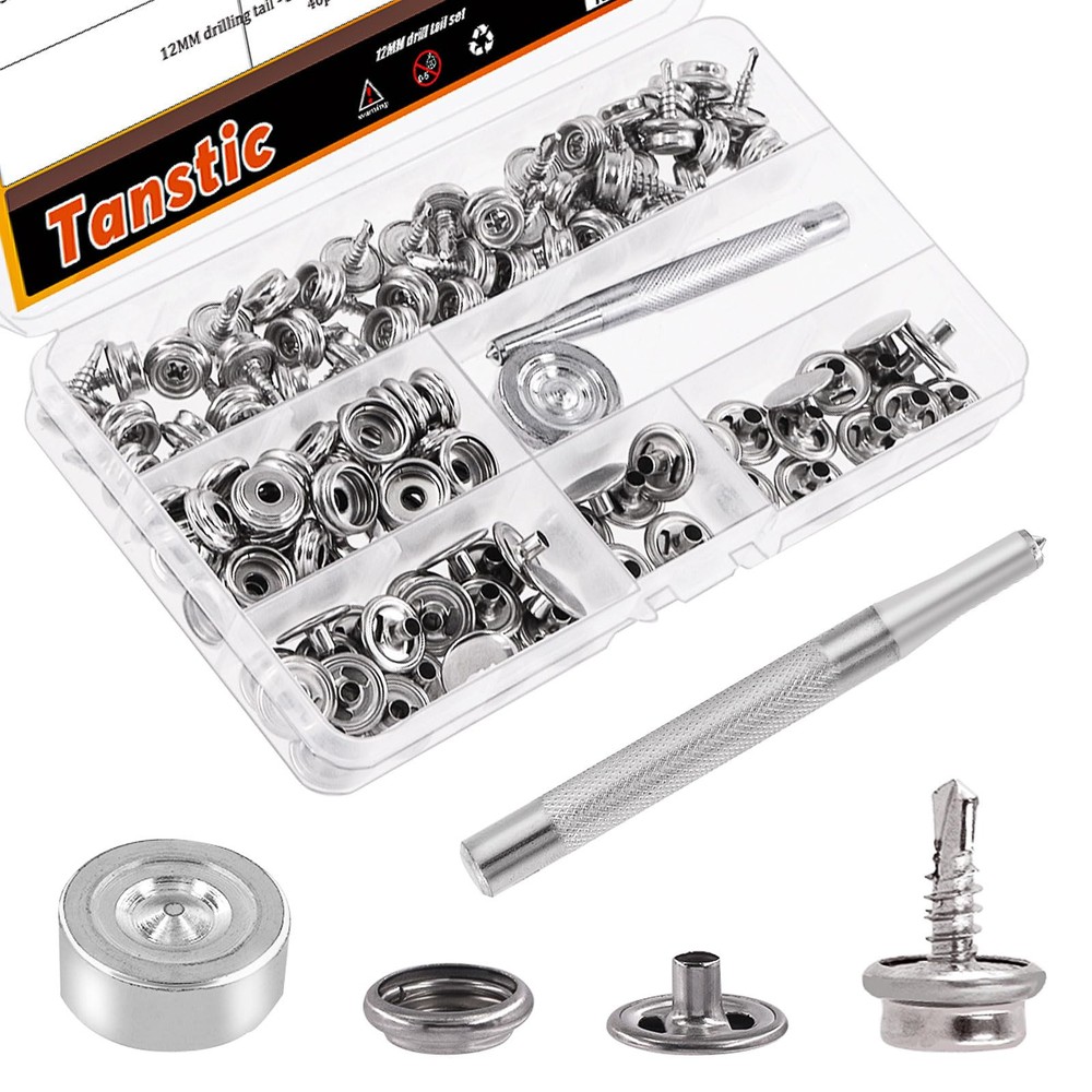 122Pcs(40 Sets) Stainless Steel Marine Canvas Snap Kit, Marine Grade Canvas a...