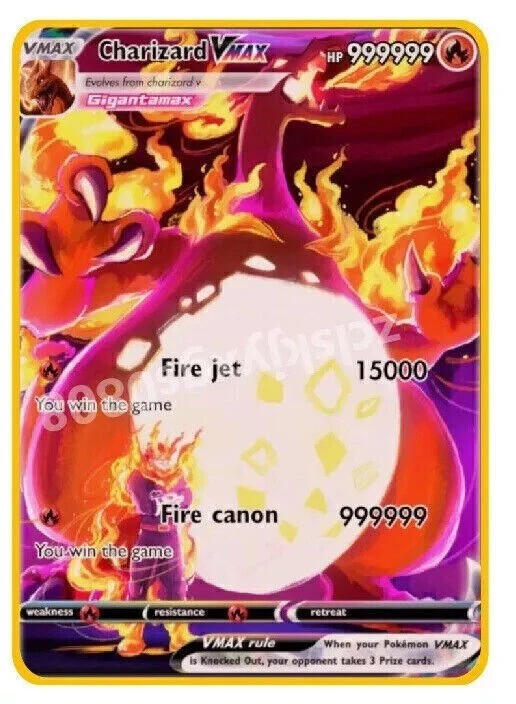 New Charizard VMAX 999999point Gold Metal POKEMON Card Collectible Gift Display#