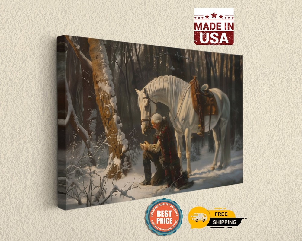 George Washington Print Canvas Art Winter Scene Historical Wall Decor