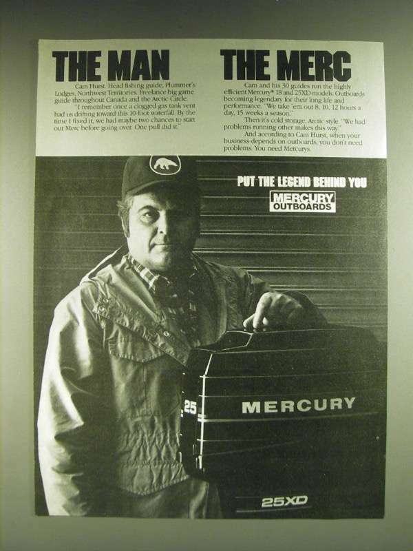 1985 Mercury 25XD Outboard Motor Ad - The Man The Merc