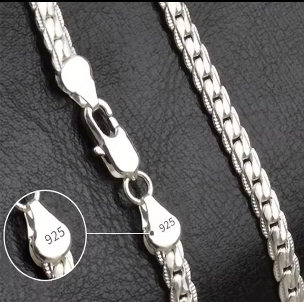 925 Sterling Silver Luxury Charm Necklace 6mm Chain 50cm Brand Design