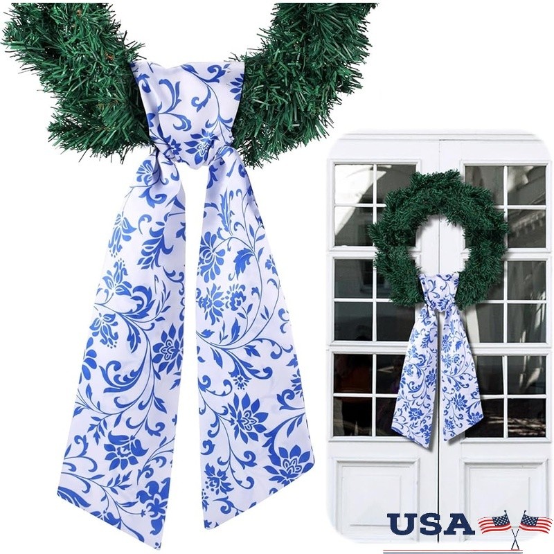 Floral Wreath Sash Door Decor Seasonal Home Decoration DIY Polyester Ribbon New