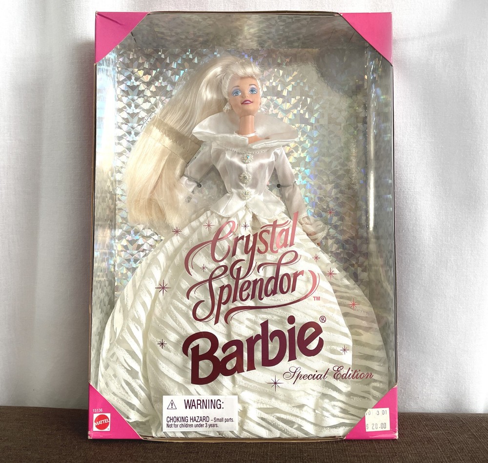Sparkly Crystal Splendor Barbie Doll in White Dress New in Box