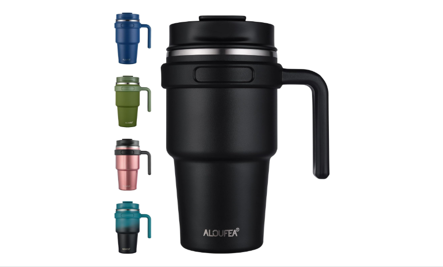 20 oz Insulated Coffee Mug Tumbler with Handle, Stainless Steel Travel Mug Tu...