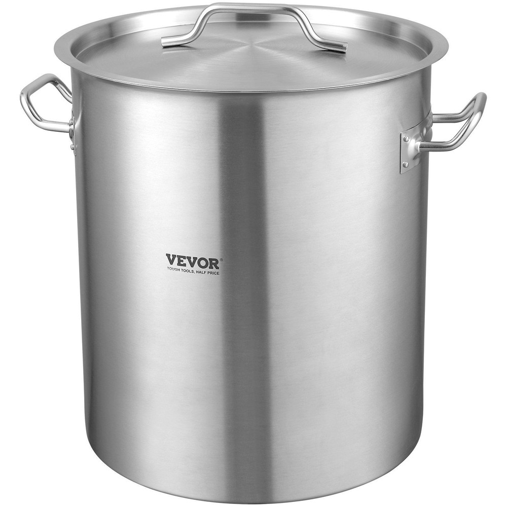 42 Quart Stainless Steel Stockpot with Strainer Lid & Handle for Large Batch Cooking