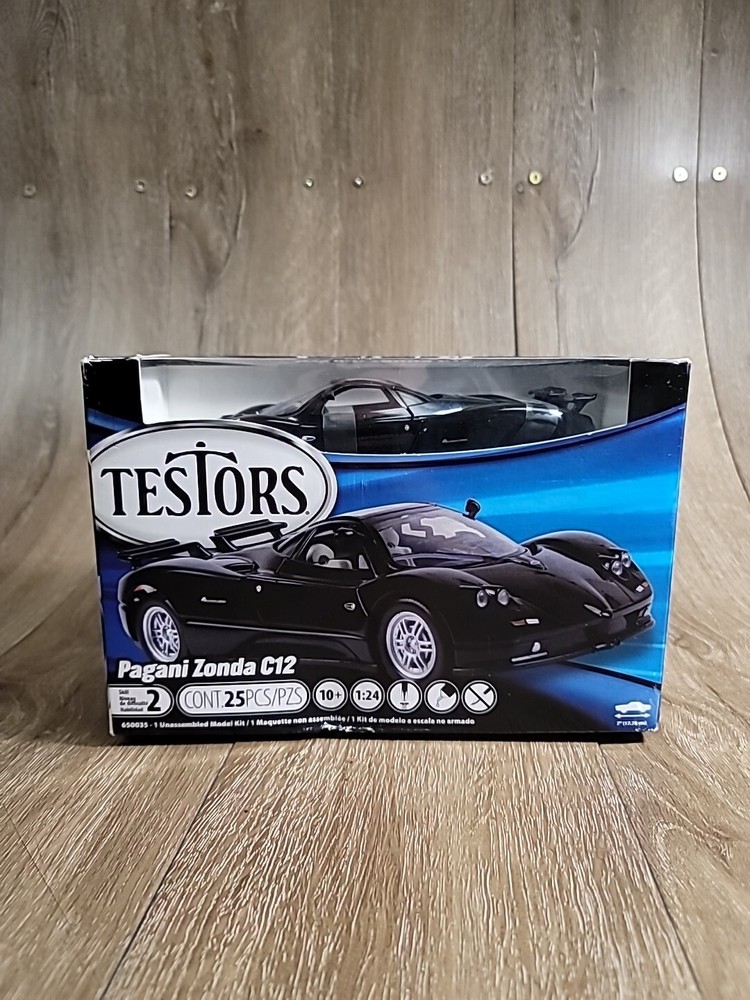 Testors Negro Pagani Zonda C12- Escala 1/24 Diecast Metal Kit NUEVO