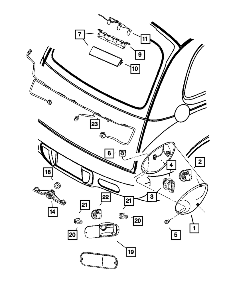 Genuine Mopar Backup Lamp Right 5303500AD