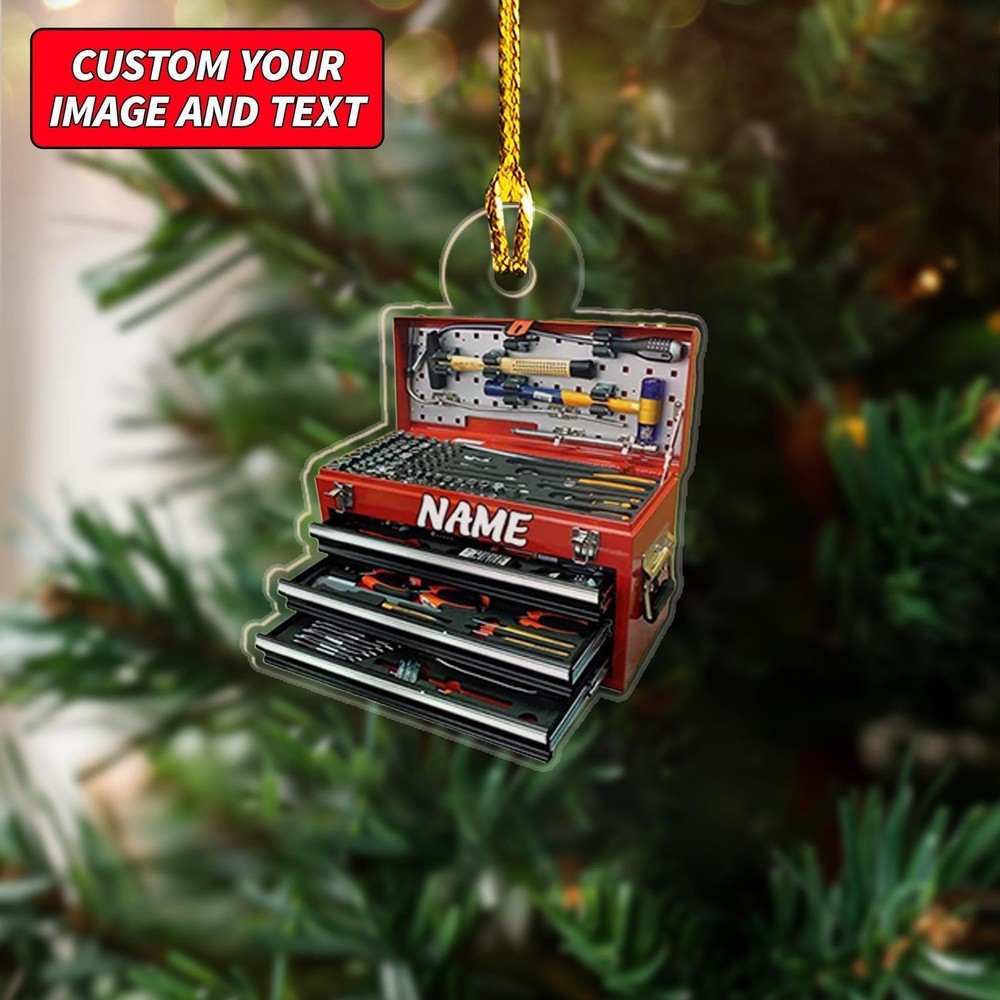 Custom Repair Tool Kit Flat Ornament  Personalized Mechanic Tool Box Christmas O