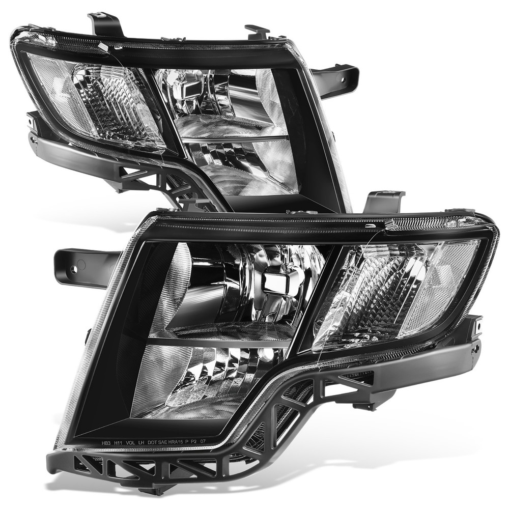 Fit 09-10 Ford Edge Black Housing Amber Corner Headlights Lamps Factory Style