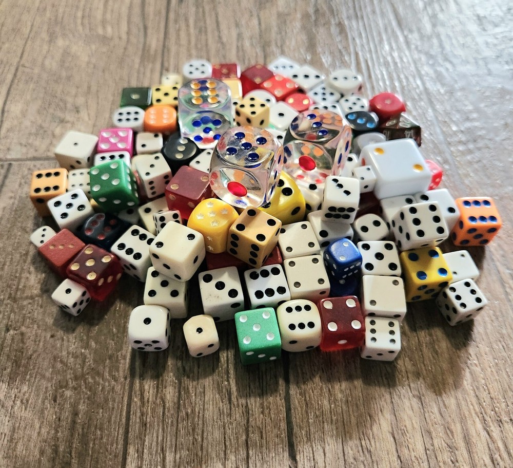 Mixed Dice Lot Large Small Round Bakelite Vintage Vegas Colored Wood Games D&D