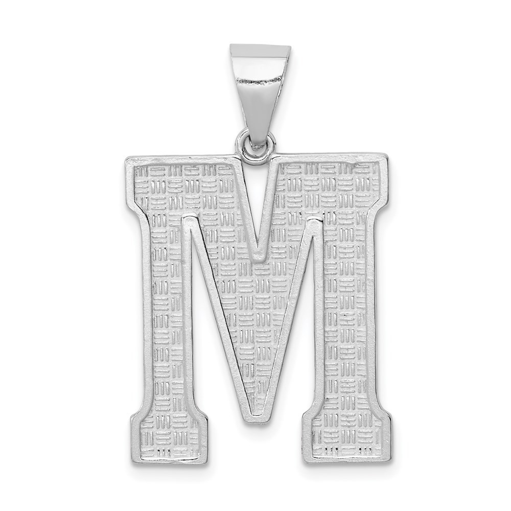 925 Sterling Silver Rhodium-plated Letter M Initial Pendant L-1.38 Inch