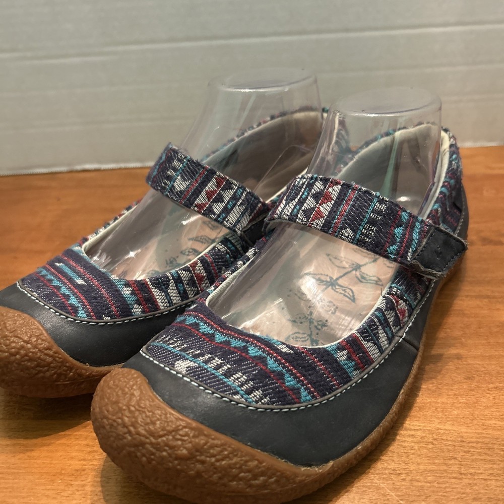 Women's KEEN Harvest Aztec Denim Mary Jane Slip-On Comfort Shoes Size 8.5