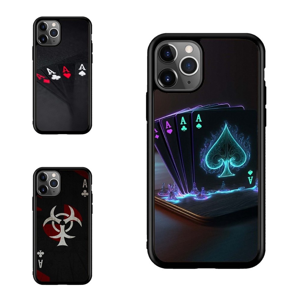Plastic TPU Cover Neon Cards Poker Game For Apple iPhone Samsung Galaxy Motorola