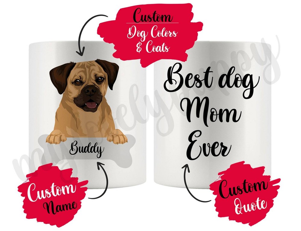Personalized Puggle Dog Mom And Dad Mug Women Men Gifts Mommy Daddy Mug Cross